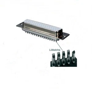 Conector D-Sub 50 pines, hembra, recto, con soldador, dorado, 1 ud. - Imagen 1 de 2