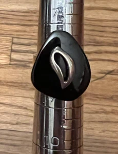 925 Sterling Silver Onyx Vintage Ring Abstract Freeform Size 8 - Picture 1 of 10