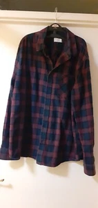 #36. GEORGE Burgundy checked L mens shirt Chest 44" CL 16.5" - Picture 1 of 8