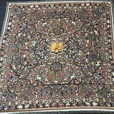 Hermes Shawl Scarf Stole Les Jardins d'Armenie Cashmere Silk Auth New Carre 140 - Image 1 of 4