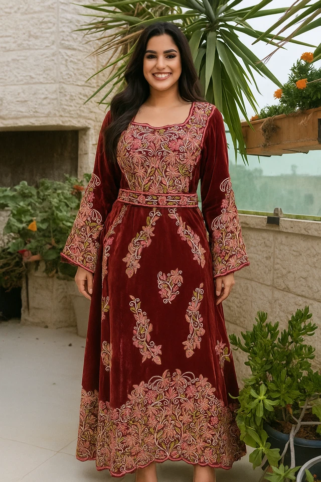 Unique Silk Thobe Dress | Traditional Tatreez with a Modern Feel - Image 1 of 4