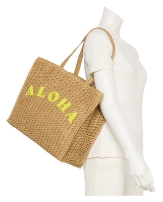 Sonoma Goods for Life Maya Straw Tote & Wristlet Set Aloha Summer Bag Woven NEW - Image 1 of 4