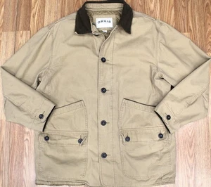 ORVIS QUILTED BAR COAT 100% COTTON CANVAS BUTTON FRONT KHAKI LARGE, L - Picture 1 of 3