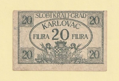 CROATIA 20 FILIRA 1919 KARLOVAC CITY City money of KARLOVAC RARE VF++ - Image 1 of 2