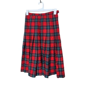Pendleton Woolen Mills Lennox Schottenkaro Faltenrock Größe 12 rot grün - Bild 1 von 7