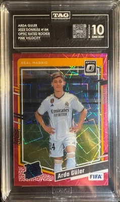 2023-24 Donruss FIFA #184 Arda Guler оптика - розовый скорость RC /99 TAG 10 (pop 1) - Изображение 1 из 2