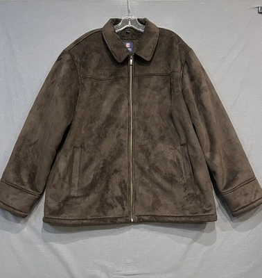 Chaps Faux Suede Jacket Men’s Size XL Brown Faux Fur Lining Winter Coat Full Zip - Image 1 of 4