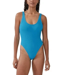 Traje de baño de una pieza COTTON ON para mujer espalda baja Bonnie azul arrugado grande nuevo con etiquetas - Imagen 1 de 7