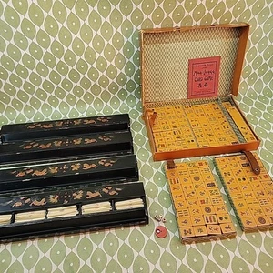 Vintage Mah Jong Game Set Butterscotch Bakelite 160 Tiles & Racks Antique Jongg - Picture 1 of 24