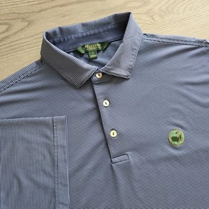 Masters 1934 Polo Shirt Mens L Stripe Berckmans Place Blue Performance Golf Logo - Picture 1 of 10