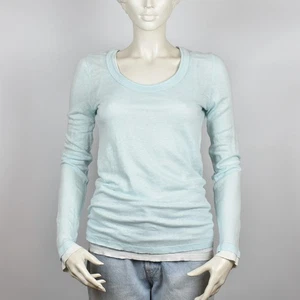 ( THE MERCER ) N.Y. Damen 100% LEINEN Langarm T-Shirt Futter Doppelter Top 36 - Bild 1 von 8