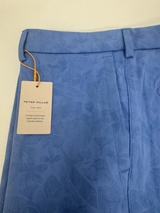 NWT Peter Millar Crown Sport Salem Shadow Stripe Floral Golf Shorts Blue 40 $115 - Picture 1 of 9