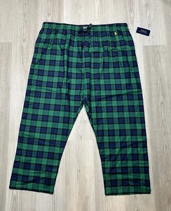 POLO RALPH LAUREN Big & Tall Men Pajama Pants Green Blue Plaid Size 4XL TALL - Picture 1 of 7