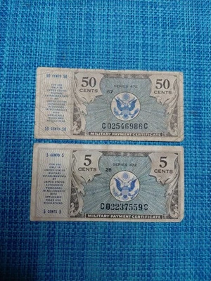 🇺🇸 USA Military Payment 5 & 50 cents series 472  1948 banknotes 110525-5 - Image 1 of 2