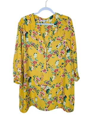 Blusa floral amarilla rosa y oliva talla 2X Foto 1 de 4