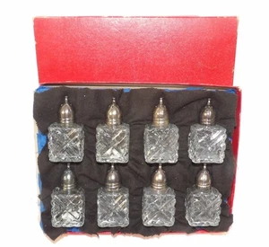 Juego de 8 cocteleras individuales de cristal y sal pimienta Leonard chapadas en plata - Imagen 1 de 2