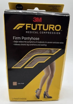 Futuro Firm Pantyhose Medical Compression Leg Swelling Relief Nude 1 Pair PLUS - Image 1 of 4