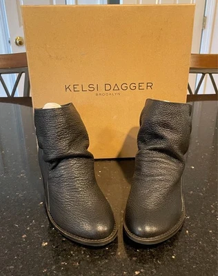 Новый в коробке Anthropologie Kelsi кинжал Korben кожаный каблук ботильоны черный размер 6 - Изображение 1 из 4
