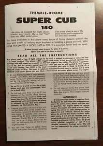 COX THIMBLE DROME SUPER CUB 150 AIRPLANE OWNERS MANUAL FLIGHT INSTRUCTIONS - Picture 1 of 1