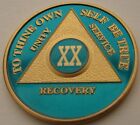 TBlue & Gold Tri Plate Alcoholics Anonymous 20 Year new Medallion Token Chip VR