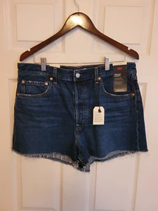 Neu Levis Ribcage Shorts Damen Größe 33 Premium blau Hochhaus Denim - Bild 1 von 13