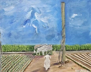 Pittura Arte Originale, Acrilico, Regina DeVal, 16x20, I cani vanno davvero in paradiso - Foto 1 di 1