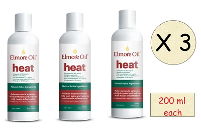 3 X Elmore Oil Heat Oil 200 ml each Australian Made  HEAT Oil - image 1 of 4