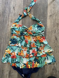 Catalina Badeanzug Schwimmen Schwimmen Einteiler Small 4-6 Neckholder Modest Tropical - Bild 1 von 6