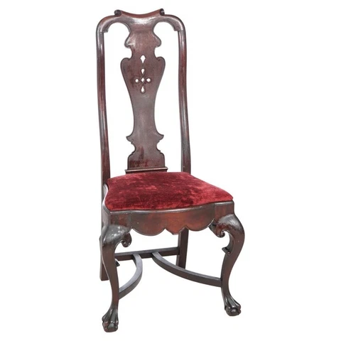 Antique Chippendale Style Carved Mahogany Tall Back Desk or Side Chair, c1890 Cover