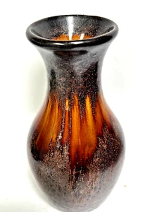 Vintage Studio Kunstkeramik Vase braun & gold Tropfglasur - Kupfer Aventurin 6" hoch - Bild 1 von 4