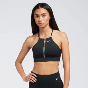Nike Indy Rainbow Ladder Hi Bra Women's Black / Multi Color CZ7211-010 SZ XS NEW - Picture 1 of 7