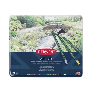 Derwent Artists Colour Pencils Tin Case 24 Assorted R32083 - Picture 1 of 8