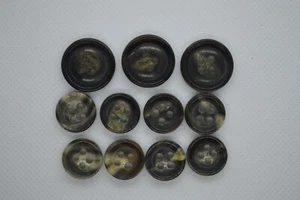 11 Pieces Thick Buffalo Horn Brown Blazer Button Set Suits Sport Coat Jacket - Picture 1 of 4