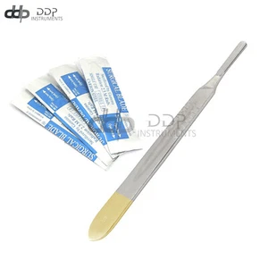 Scalpel Handle #4 Gold Plated With 10 Blade #21 Dental Surgical Instruments - Picture 1 of 3