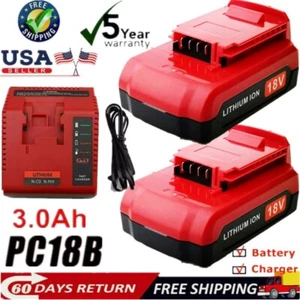 18V 3.0Ah Lithium-Ion Battery for Porter Cable PC18B PC18BL PC18BLX / Charger US - Picture 1 of 28