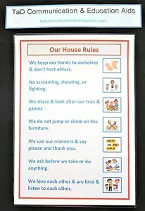 Tabla de reglas de nuestra casa - Autismo TDAH PECS SEN ayuda visual conductual ayuda sensorial - Imagen 1 de 3