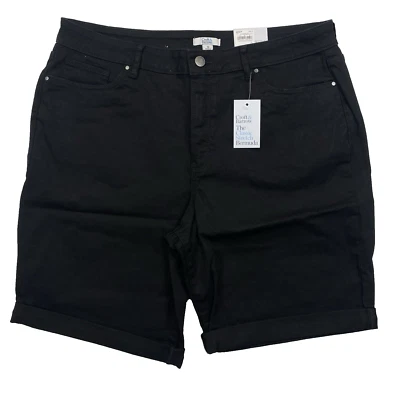 Women's Croft & Barrow Cuffed Bermuda Jean Shorts - Mineral Black - 18 - Image 1 of 4