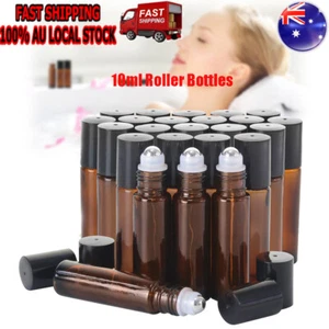 24-48PCs Roller Rollerball Perfume Essential Oil Roll On Ball Amber Glass Bottle - Picture 1 of 12