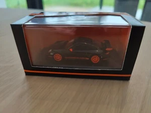 1:64 Porsche 911 GT3 RS (997) - Black/Orange -Tarmac Works x Minichamps - Photo 1/5