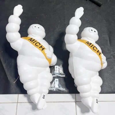 Michelin Doll Yellow Shoulder Man Doll+ Led Light Bracket Vintage Tire 2x17 inch - Image 1 of 4