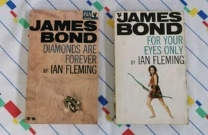 2 Vintage James Bond Pan Paperback Books For Your Eyes Only Diamonds Are Forever - Picture 1 of 7