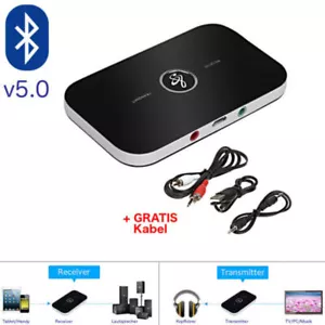 BT 5.0 Transmitter Empfänger Sender 2in1 Aux Audio Adapter TV Kopfhörer DHL - Bild 1 von 7