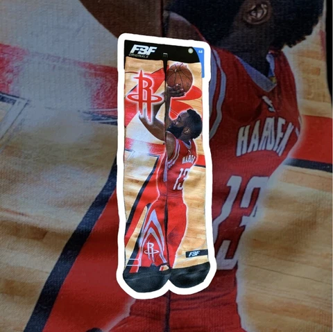 James Harden Center Court NBA Houston Rockets Basketball FBF Socks sz LG     NWT Cover