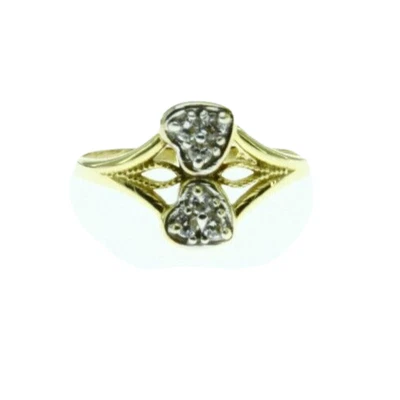 New Real 14k Yellow Gold Ladies Ring Double Hearts 1.7 Grams Size 6.5 - Image 1 of 4