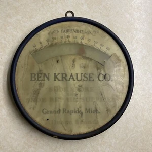 Vintage Round Advertising Thermometer Ben Krause Co. Grand Rapids, Michigan - Picture 1 of 6