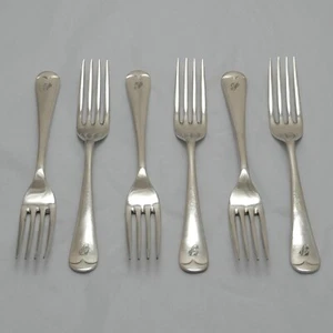 OLD ENGLISH Design Walker & Hall Silver Service Cutlery Six Table Forks - Picture 1 of 4