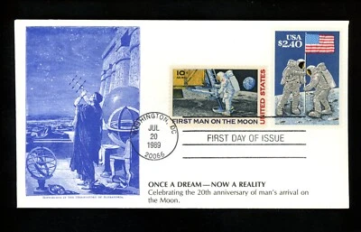 US FDC #2419 KMC Venture #555a 1989 Washington DC Moon Landing Combo C76 - Image 1 of 2
