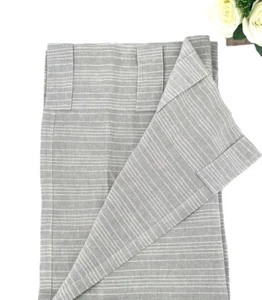 Weavetex Linen Blend Semi Sheer Curtain Panel Gray Stripe 54" x 88" Loop Tab Top - Picture 1 of 7