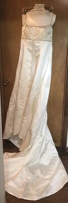 Beautiful Eden’s Bridal Cream Colored With Beading Wedding Dress Size 20 - Image 1 of 4