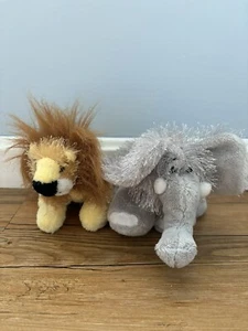 Ganz Webkinz LIL KINZ LION & ELEPHANT Plush 6" No Code Stuffed Animals Lot - Picture 1 of 2